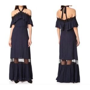 ALICE+OLIVIA Mitsy Off-The-Shoulder Maxi Dress, Navy/Black, Sz 2